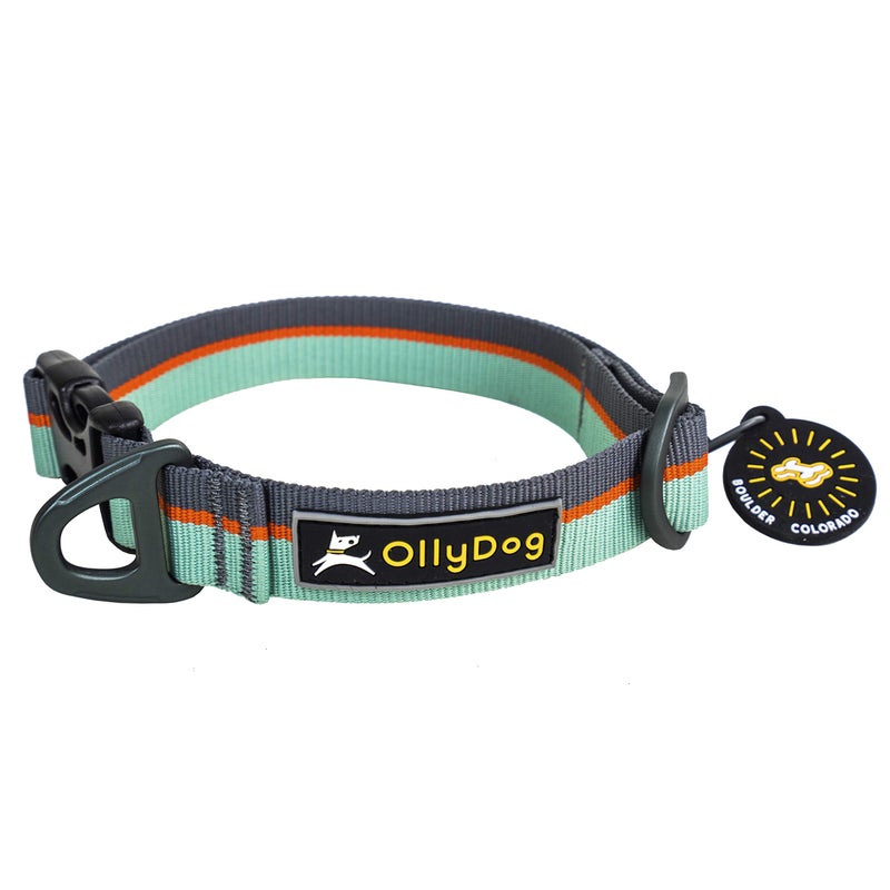 OllyDog Flagstaff Collar, Webbing Dog Collar with Side-Release Buckle, Lightweight Training Collar for Large, Medium and Small Dogs (Large, Surf) - Image 1
